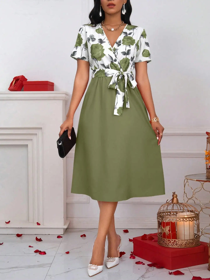 Amélie™ | Floral Tie-Waist A-Line Midi Dress