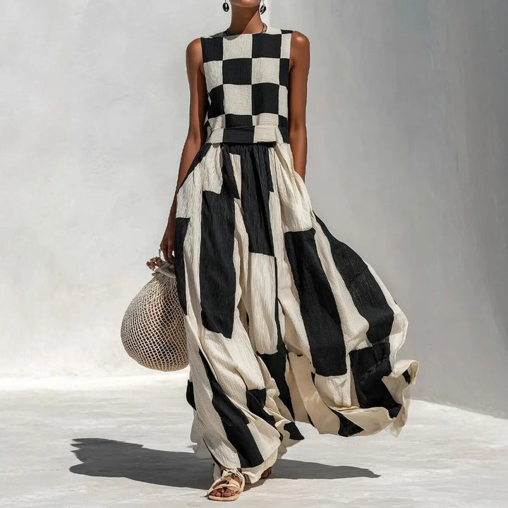 Colette™ | Geometric Print Sleeveless Maxi Dress