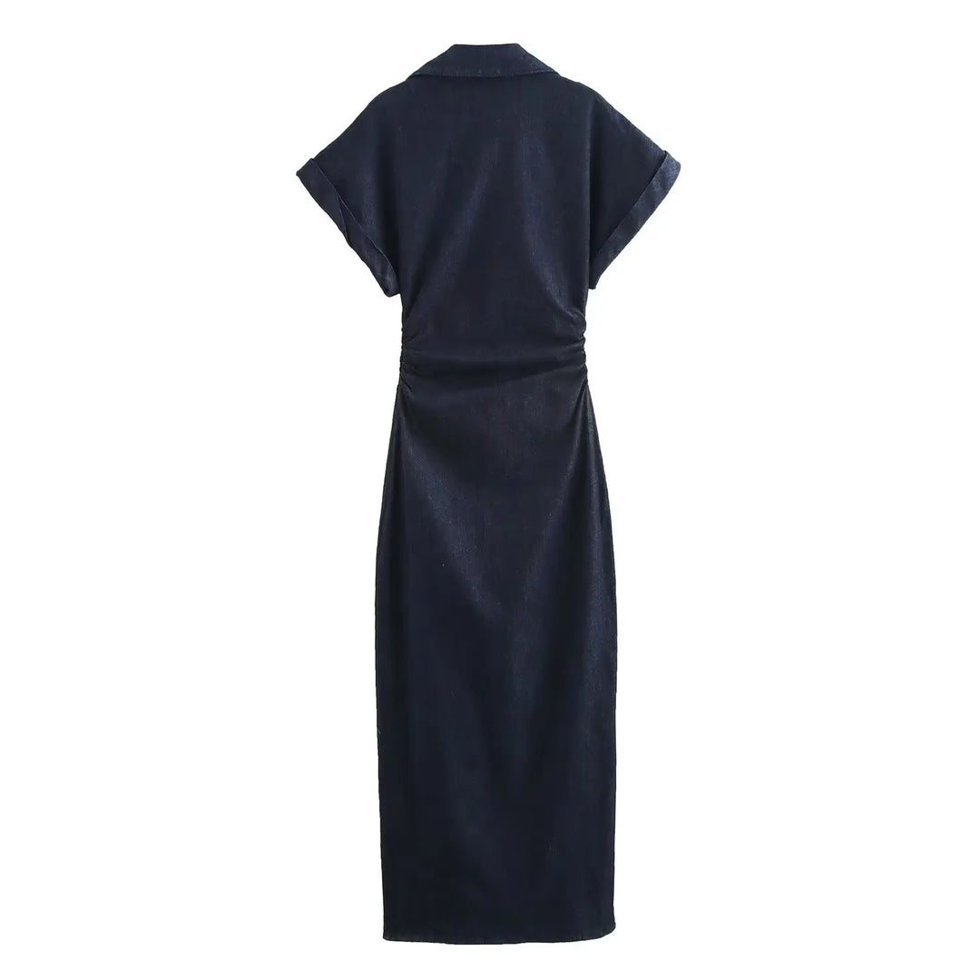 Noémie™ | Slim Waist Denim Midi Dress