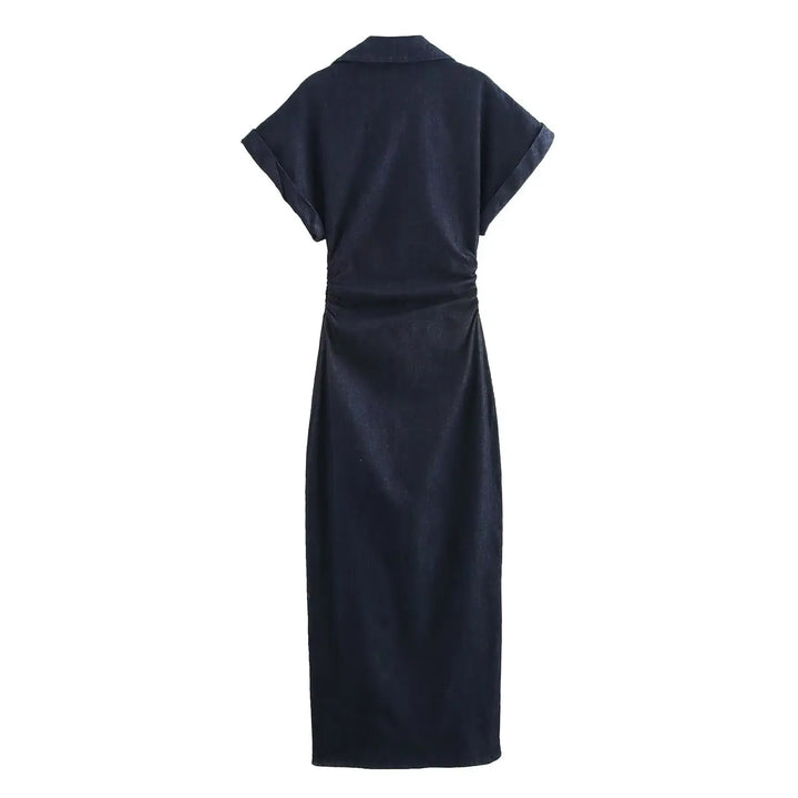 Noémie™ | Slim Waist Denim Midi Dress