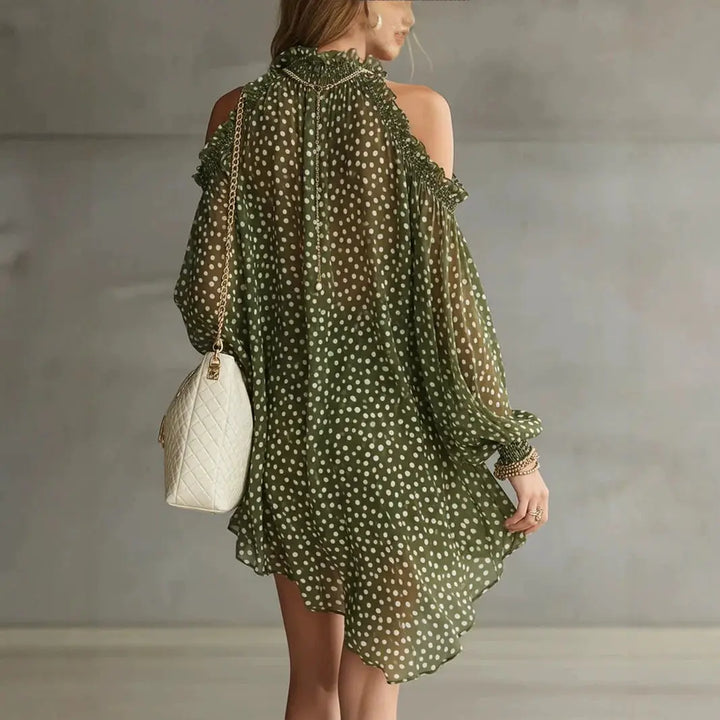Juliette™ | Polka Dot Halter Cold-Shoulder Mini Dress