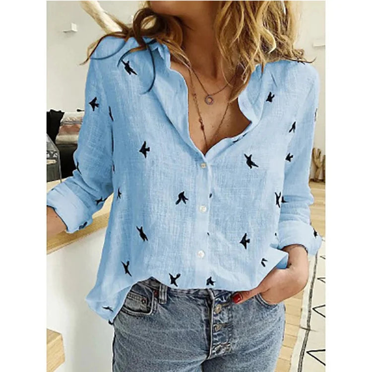 Beatrice™ | Casual Cotton Linen Lapel Blouse