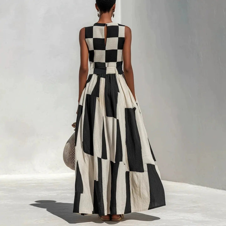 Colette™ | Geometric Print Sleeveless Maxi Dress