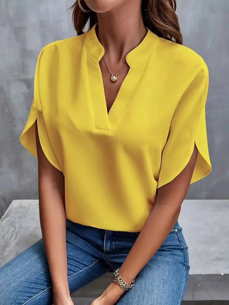 Camille™ | Soft V-Neck Half-Sleeve Blouse