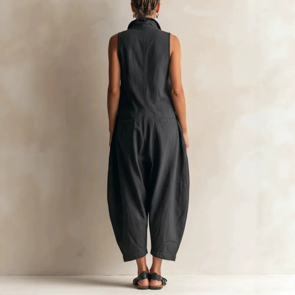 Madeleine™ | Sleeveless Lapel Wide-Leg Jumpsuit