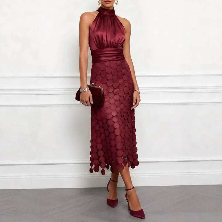 Celine™ | Satin Halter Midi Dress