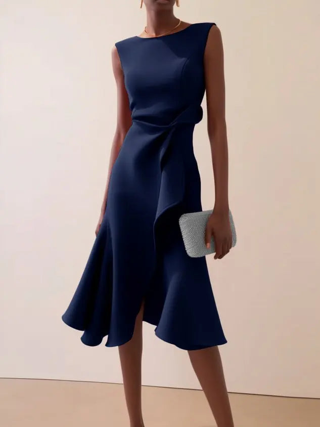 Théodora™ | Knotted Ruffle A-Line Midi Dress