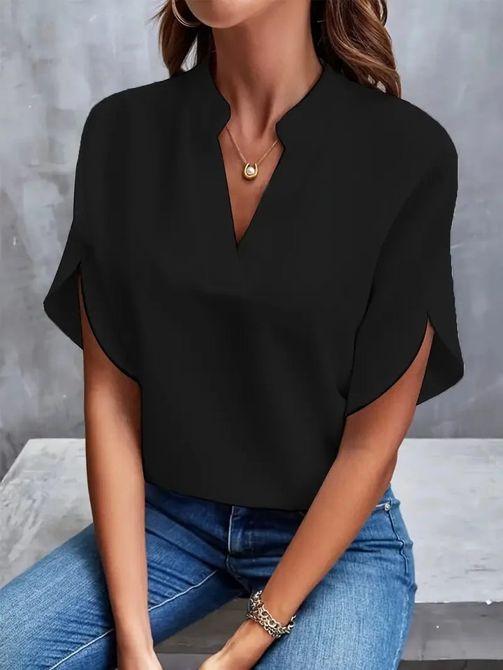 Camille™ | Soft V-Neck Half-Sleeve Blouse