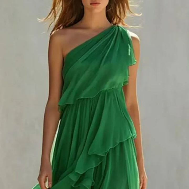 Adeline™ | One-Shoulder Tiered Ruffle Maxi Dress