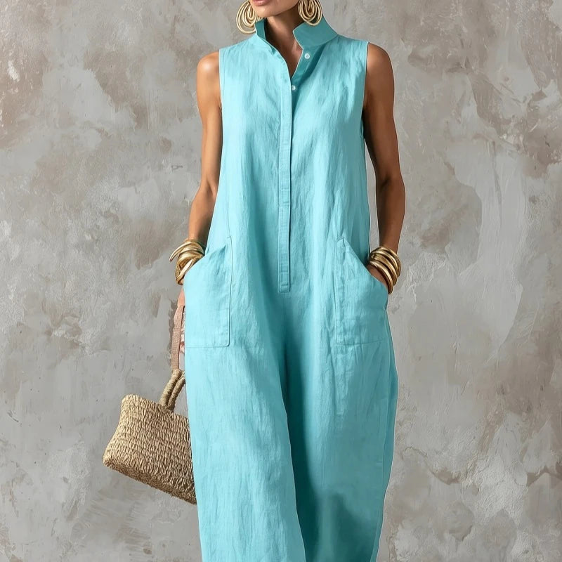 Romy™ | Sleeveless Button-Front Jumpsuit