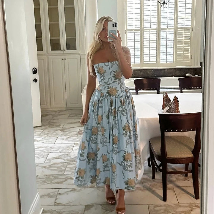 Léonie™ | Boho Spaghetti Strap Midi Sundress