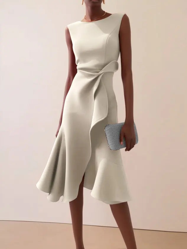 Théodora™ | Knotted Ruffle A-Line Midi Dress