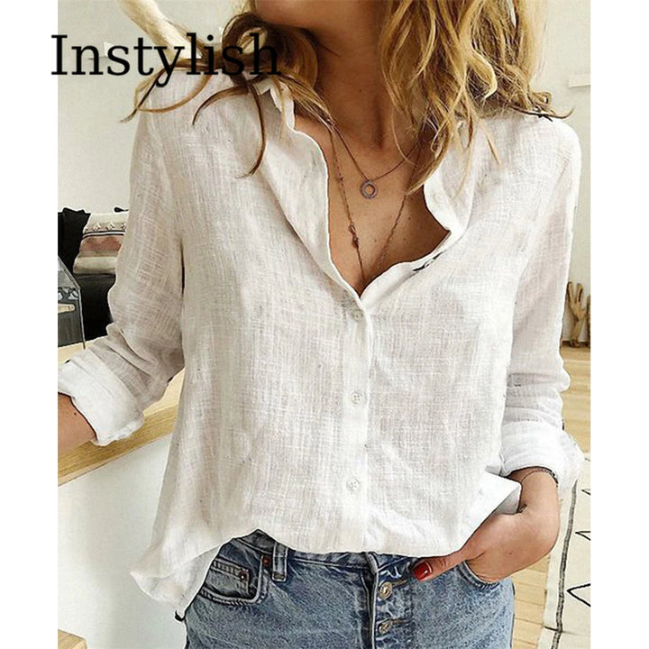 Beatrice™ | Casual Cotton Linen Lapel Blouse