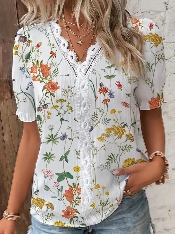 Margaux™ | V-Neck Striped Jacquard Blouse