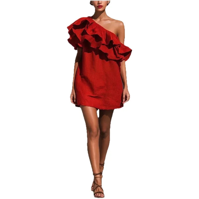 Celeste™ | One-Shoulder Tiered Mini Dress