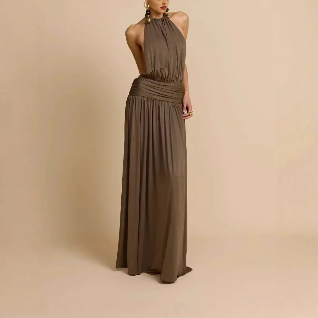 Aurore™ | Open-Back Pleated Evening Gown