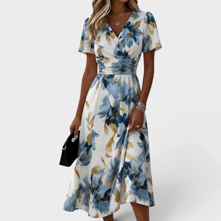 Nadège™ | V-Neck Printed A-Line Dress