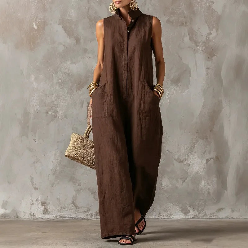 Romy™ | Sleeveless Button-Front Jumpsuit