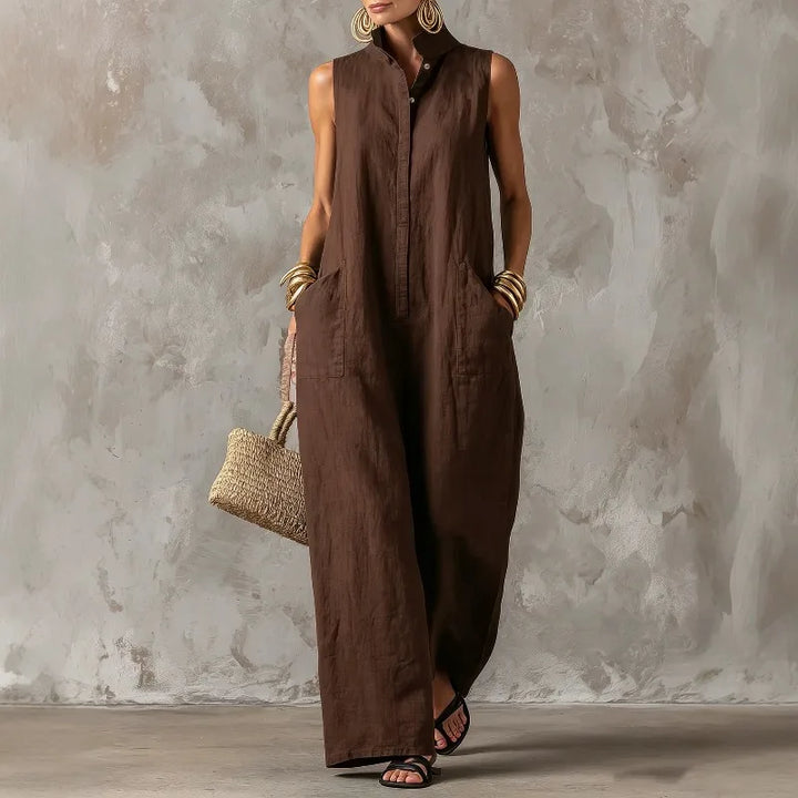 Romy™ | Sleeveless Button-Front Jumpsuit