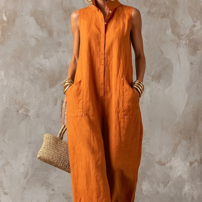 Romy™ | Sleeveless Button-Front Jumpsuit