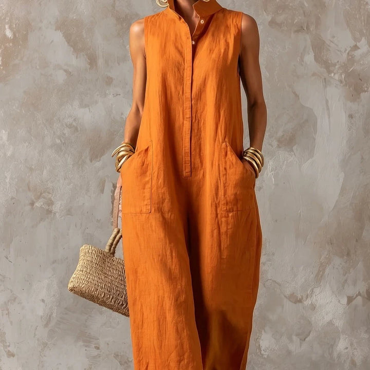 Romy™ | Sleeveless Button-Front Jumpsuit
