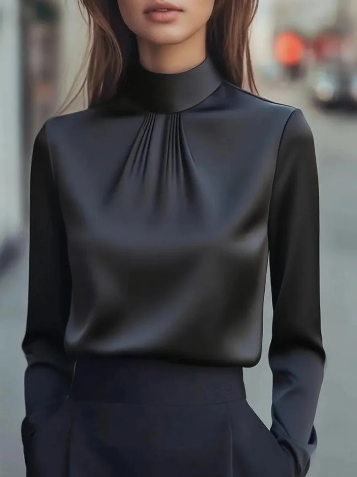 Hélène™ | Refined High-Neck Daily Blouse