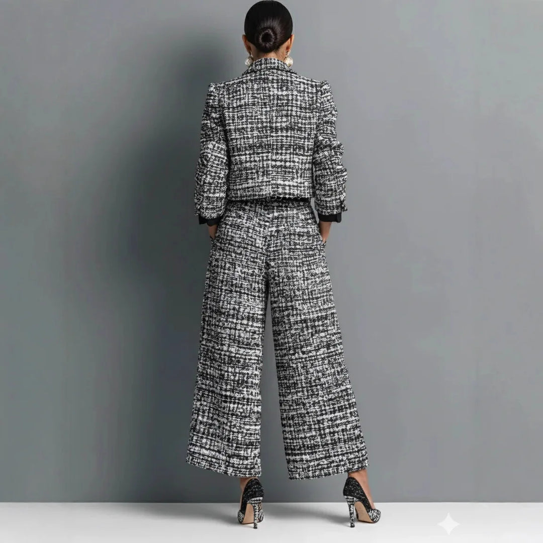 Colombe™ | Printed Button Jacket &amp; Wide-Leg Pants Set