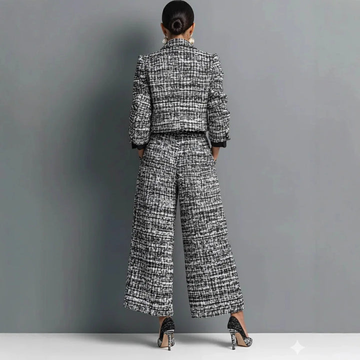 Colombe™ | Printed Button Jacket &amp; Wide-Leg Pants Set