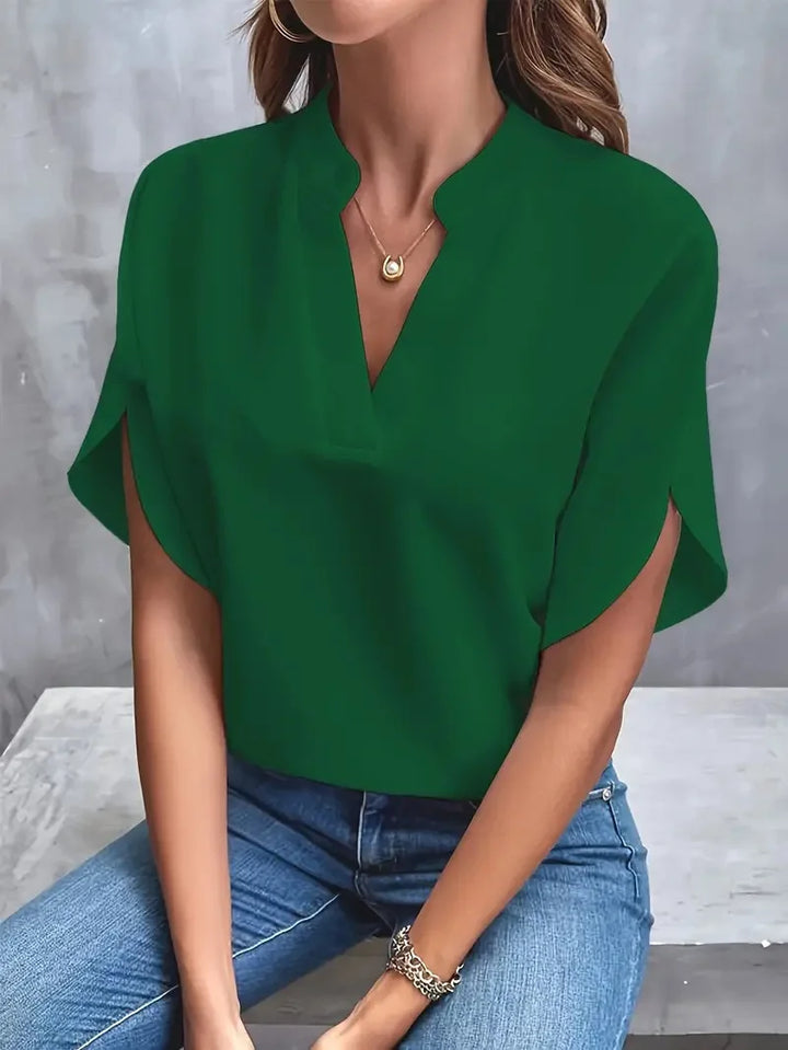 Camille™ | Soft V-Neck Half-Sleeve Blouse