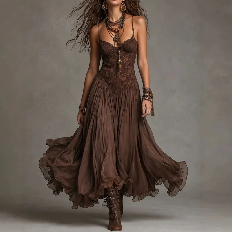 Séraphine™ | Vintage Lace Patchwork Maxi Dress