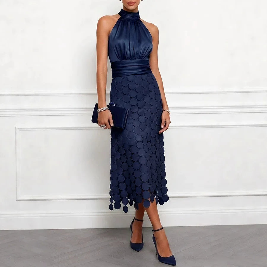 Celine™ | Satin Halter Midi Dress