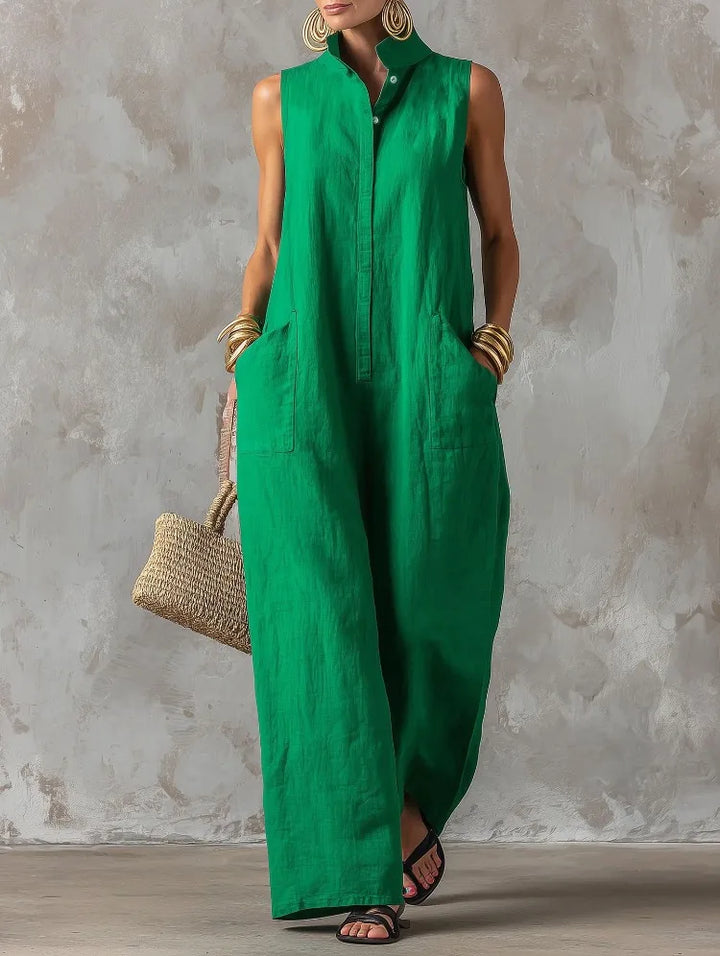 Romy™ | Sleeveless Button-Front Jumpsuit