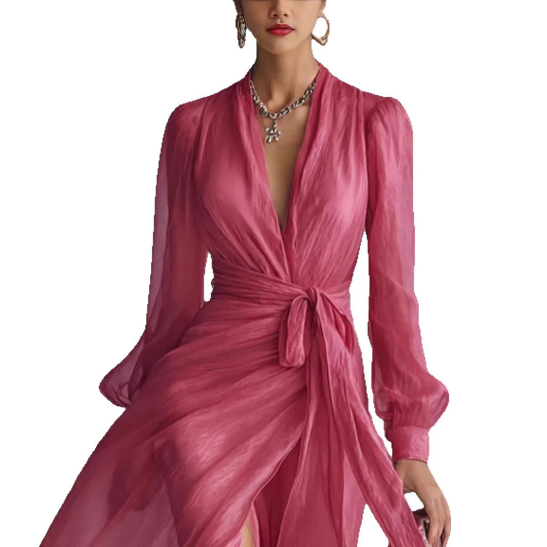 Pearl™ | Elegant Chiffon V-Neck Maxi Dress