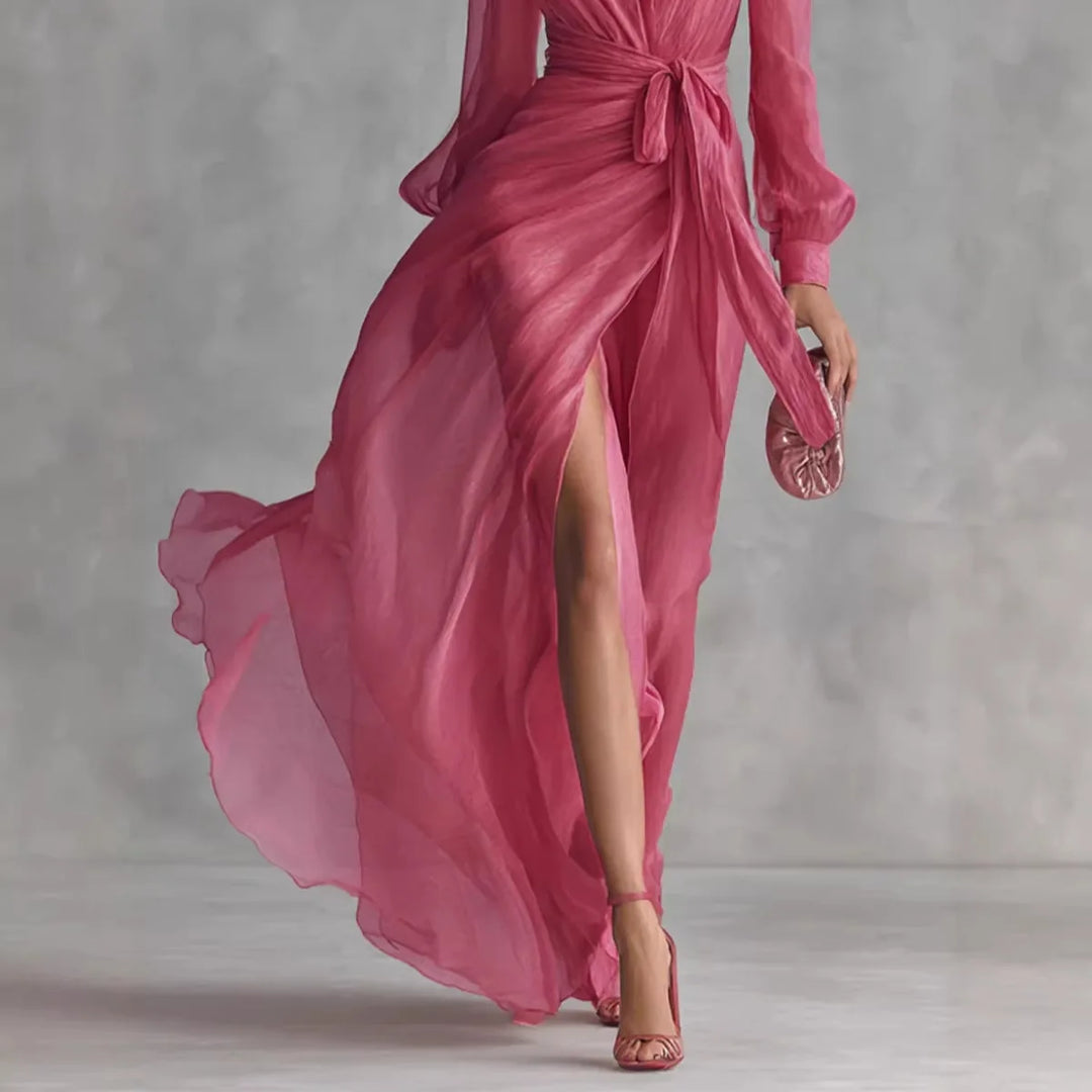 Pearl™ | Elegant Chiffon V-Neck Maxi Dress