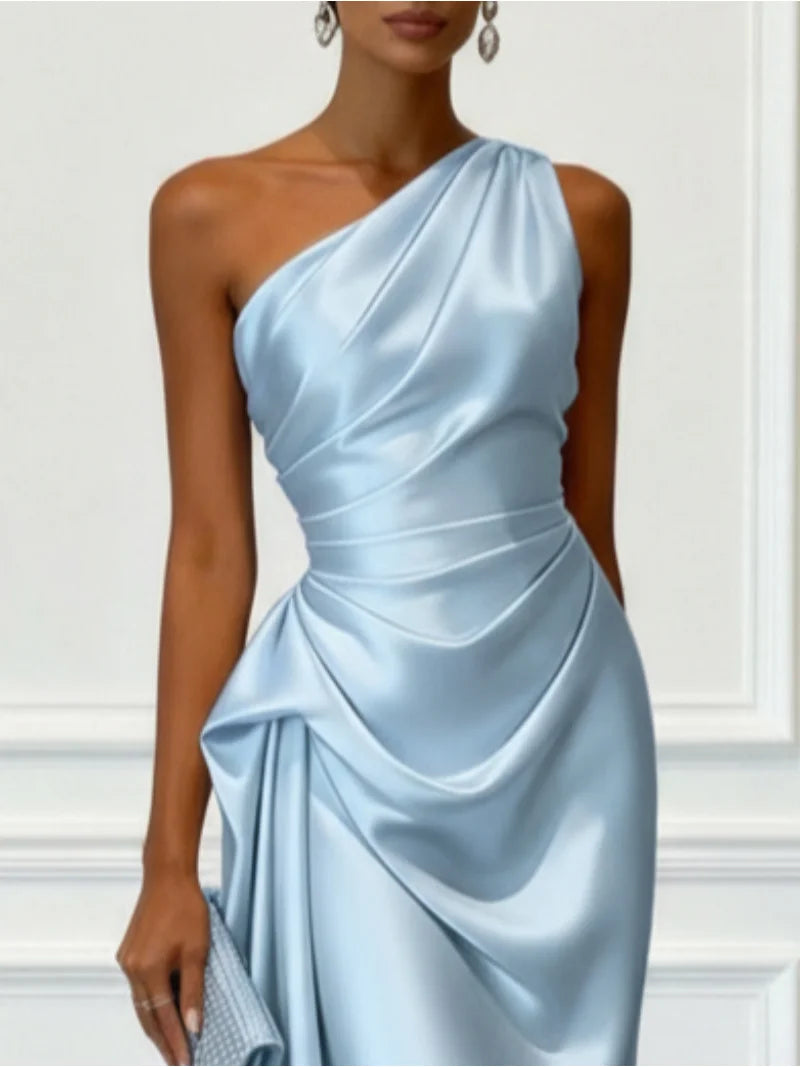 Séraphine™ | One-Shoulder Satin Ruched Gown