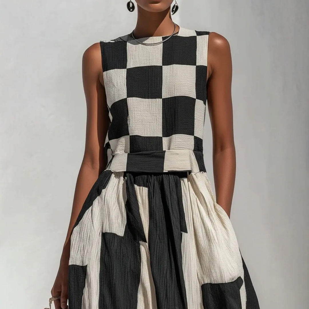 Colette™ | Geometric Print Sleeveless Maxi Dress