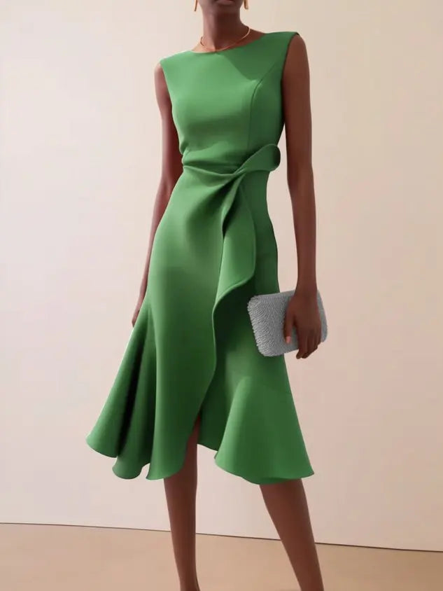 Théodora™ | Knotted Ruffle A-Line Midi Dress