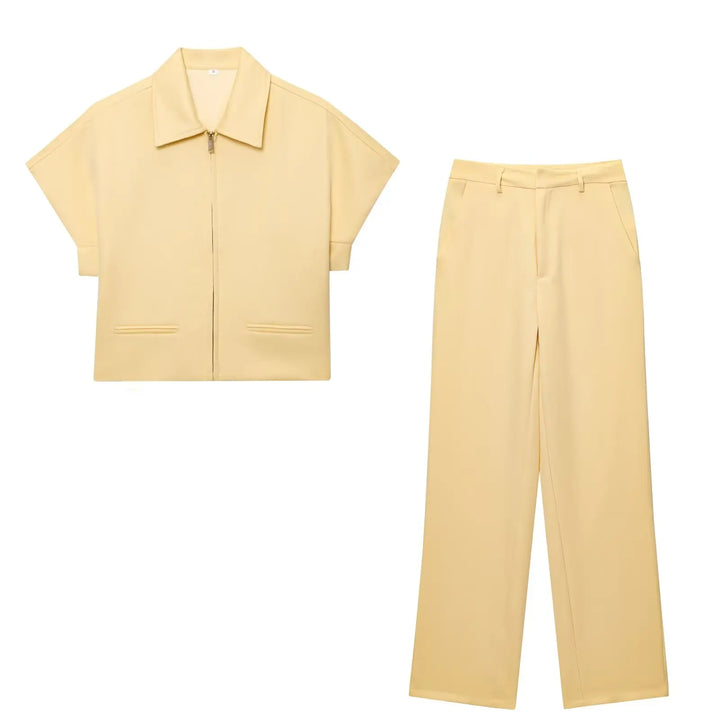 Genevieve™ | Sleek Zipper Wide-Leg Set