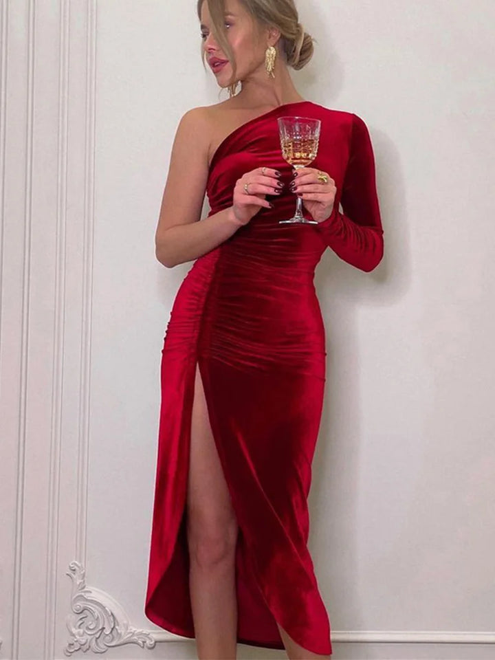 Violette™ | Velvet Bodycon Split Midi Dress