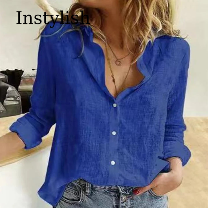 Beatrice™ | Casual Cotton Linen Lapel Blouse