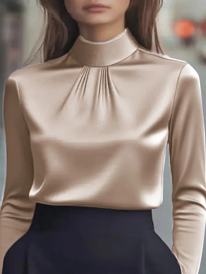 Hélène™ | Refined High-Neck Daily Blouse