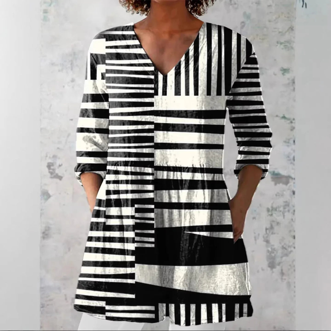 Simone™ | V-Neck Vertical Striped Tunic