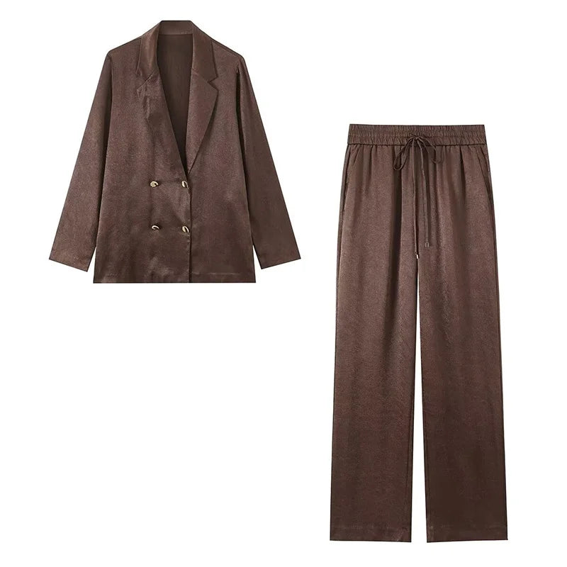 Aurore™ | Draped Pleated Blazer Trouser Set