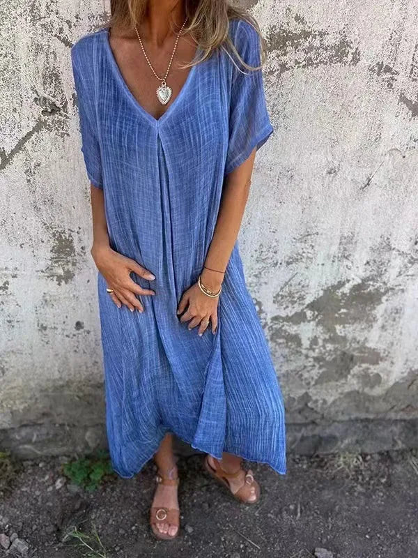 Aurélie™ | Loose-Fit V-Neck Midi Dress