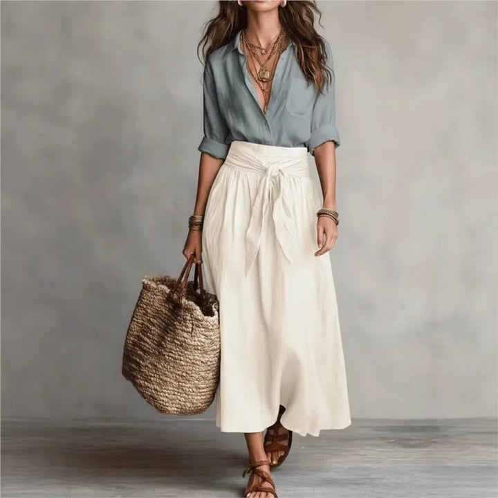 River™ | Two-Piece Set Black Top &amp; Olive Green Midi Skirt