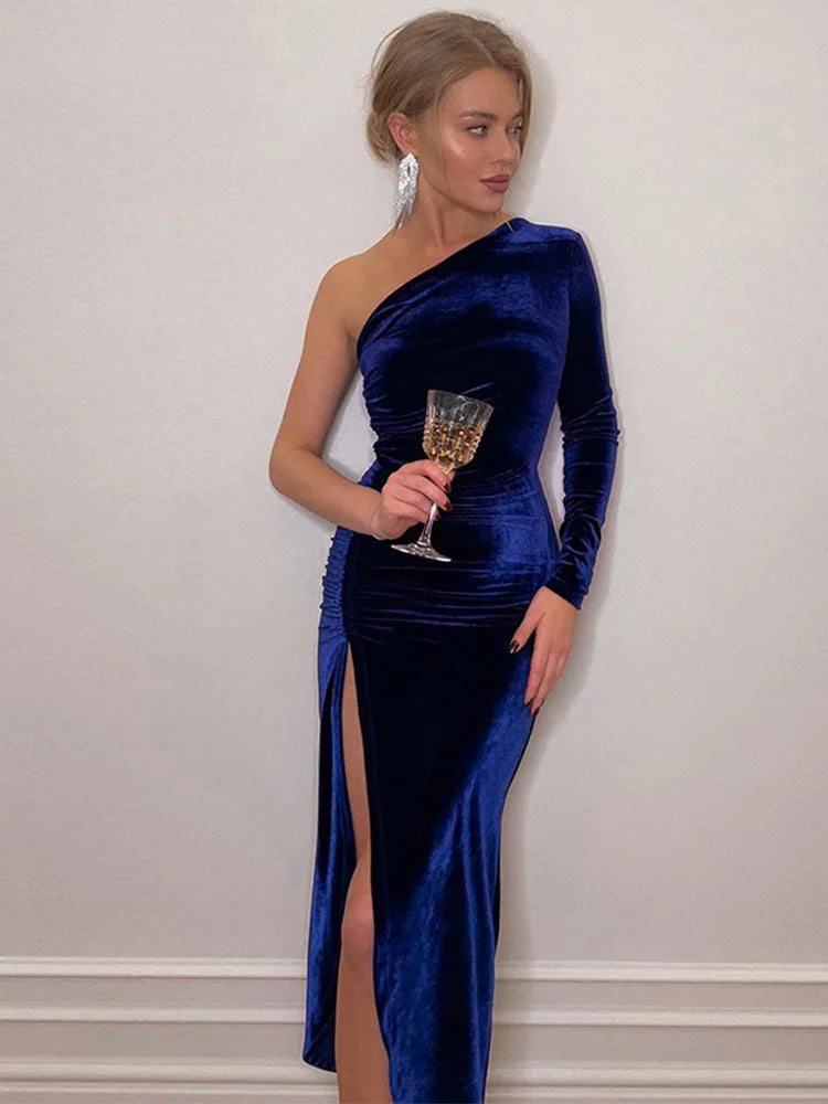 Violette™ | Velvet Bodycon Split Midi Dress