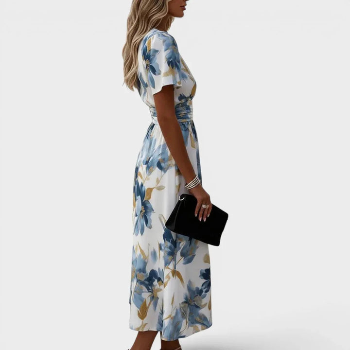 Nadège™ | V-Neck Printed A-Line Dress