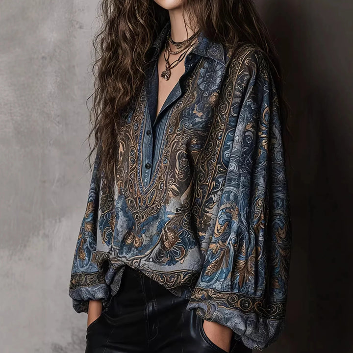 Siena™ | Printed V-Neck Boho Tunic Blouse
