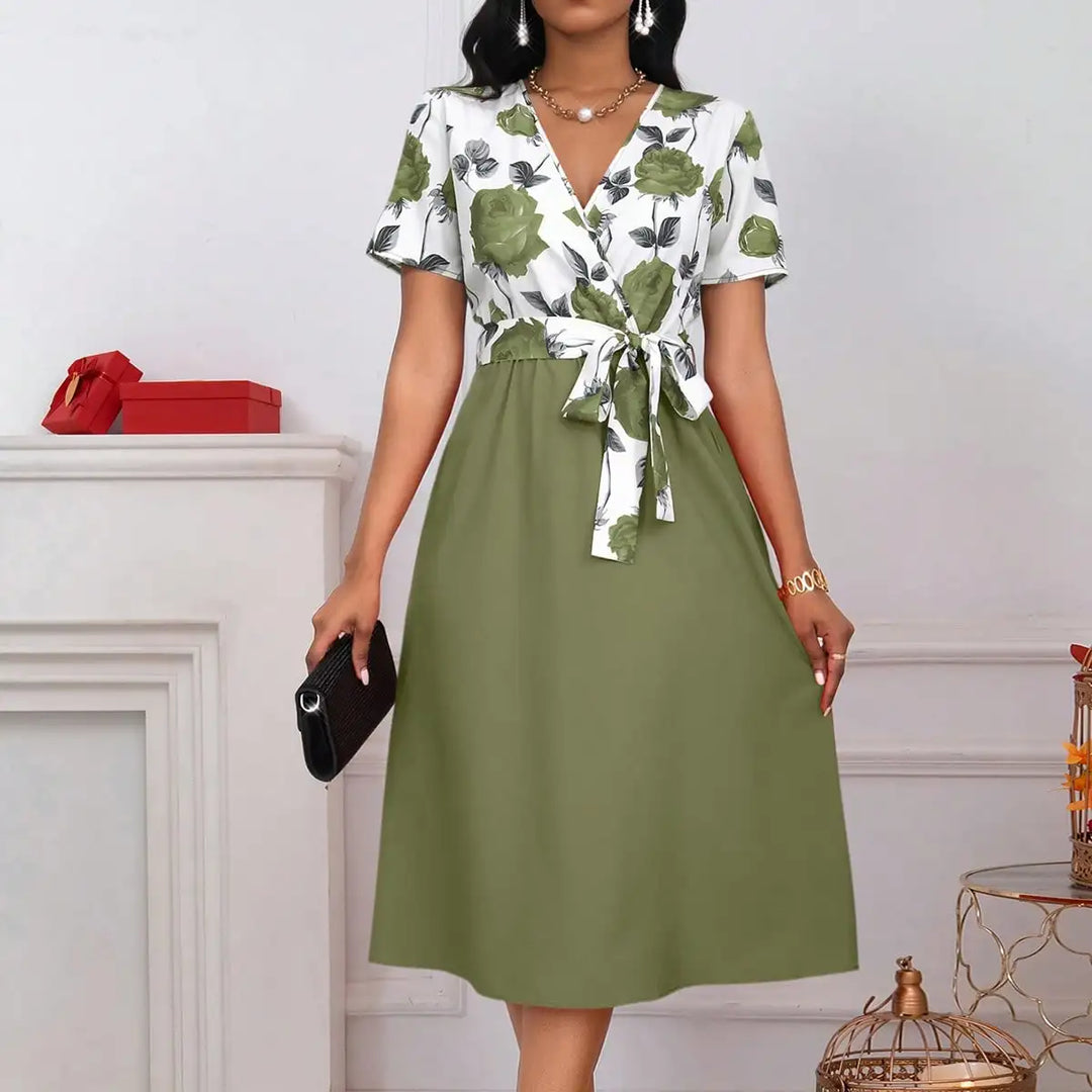 Amélie™ | Floral Tie-Waist A-Line Midi Dress
