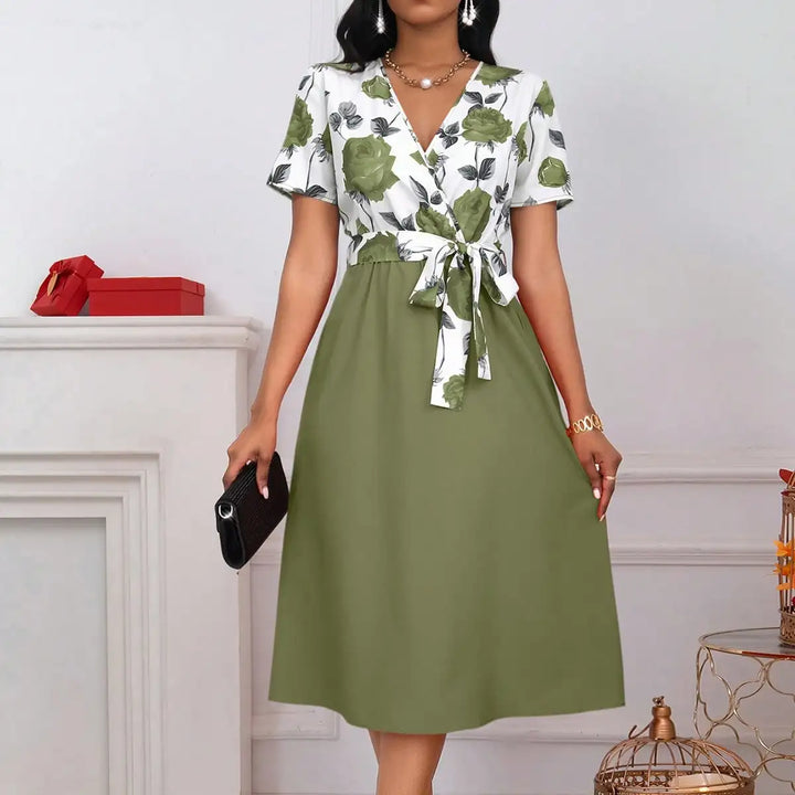 Amélie™ | Floral Tie-Waist A-Line Midi Dress